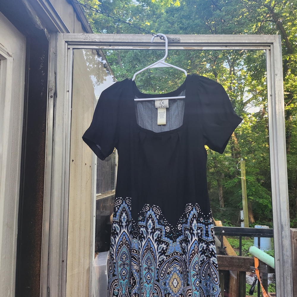 Ice Black and Blue Patterned Dress